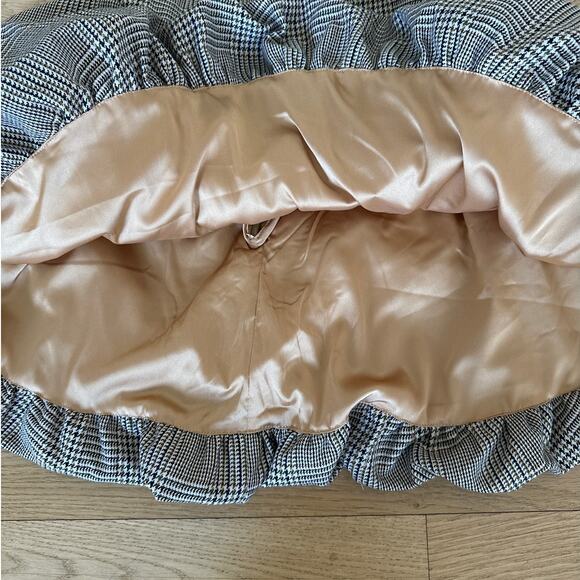 Miss Circle - Dacia Plaid Halter Lace Up Bubble Hem Mini Dress in Black White - Picture 2 of 7